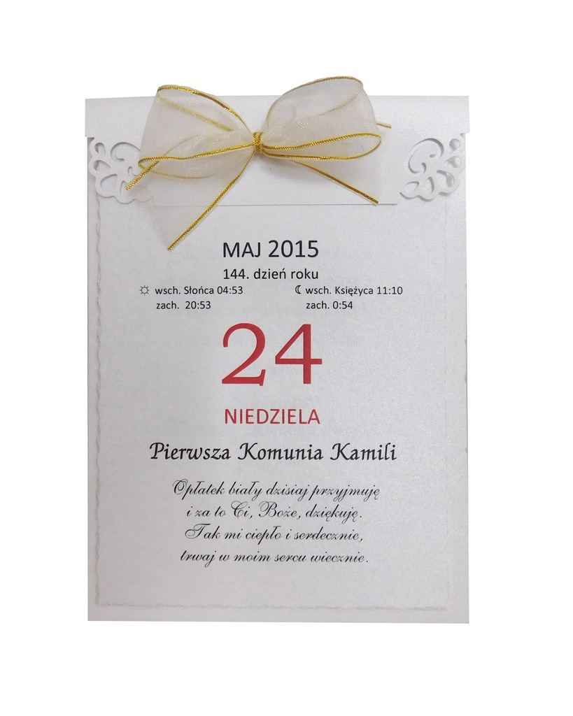 Komunia-zaproszenia KALENDARZ - 4 kartki