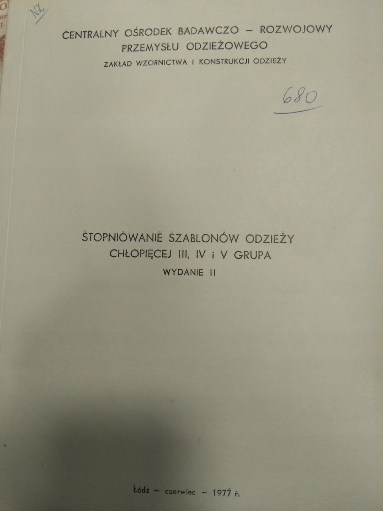 Wiliński STOPNIOWANIE SZABLONÓW ODZIEŻY CHŁOPIĘCEJ