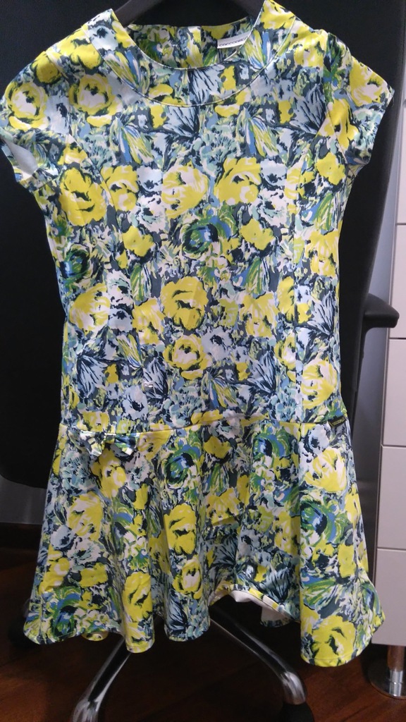 Kolorowa letnia sukienka Coccodrillo 140 +sweterek