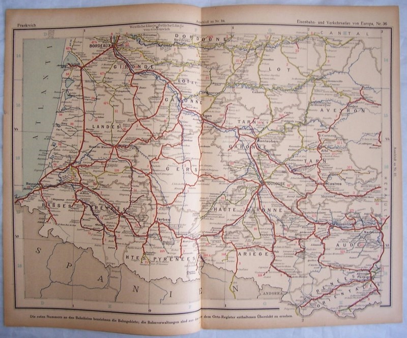FRANCJA. Mapa kolejowa.