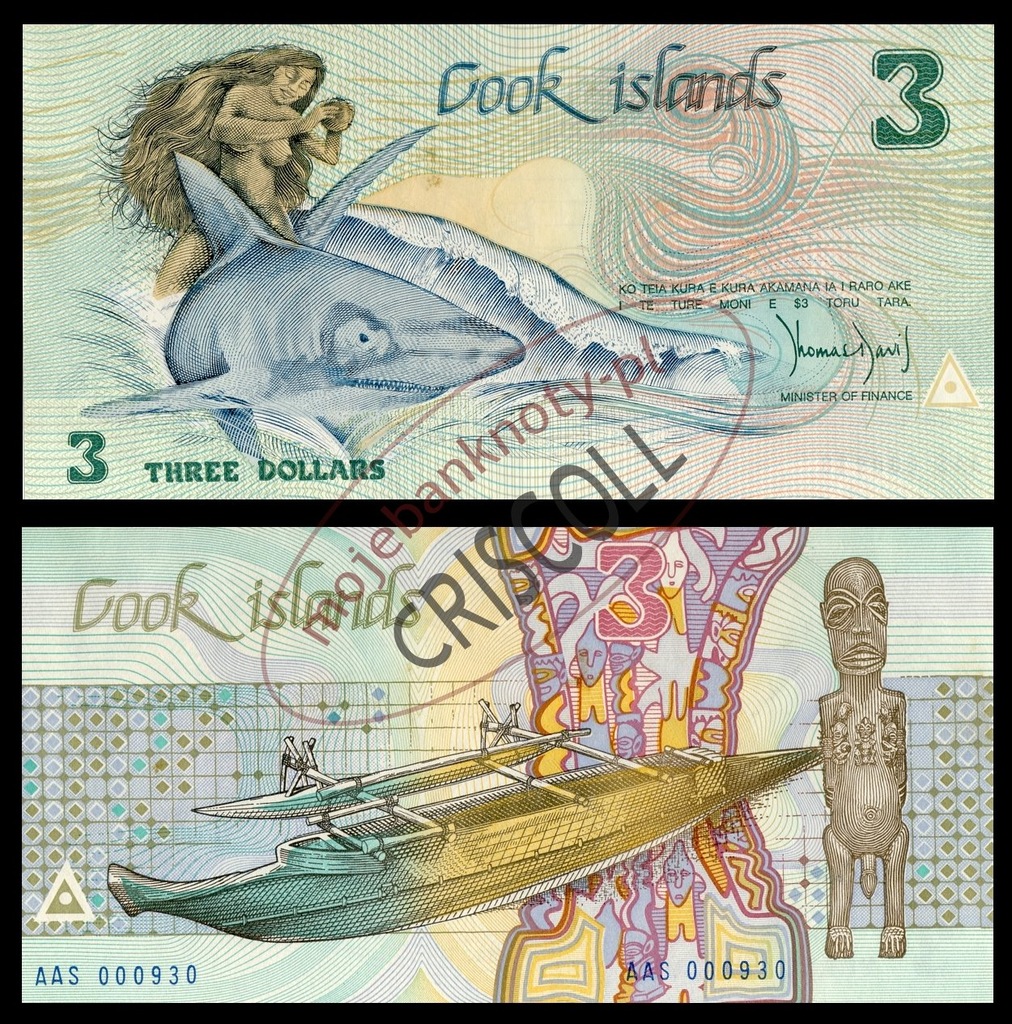 Wyspy Cooka 3 dolary 1987r. P-3 AU (1-)