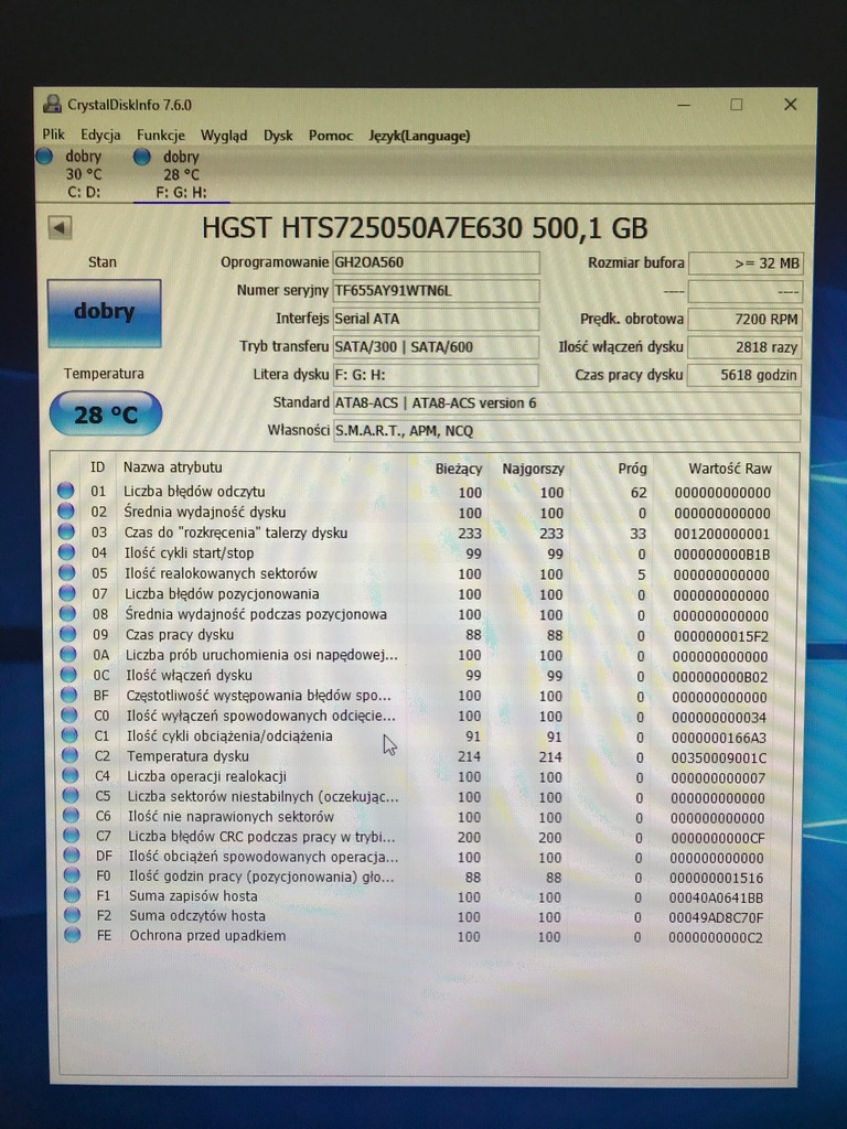 HGST HTS725050A7E630 500GB - 7430687576 - oficjalne archiwum Allegro