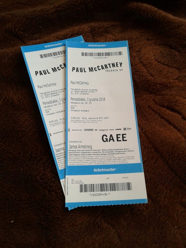 Paul Mccartney, bilety Krakow GA EE Tauron arena