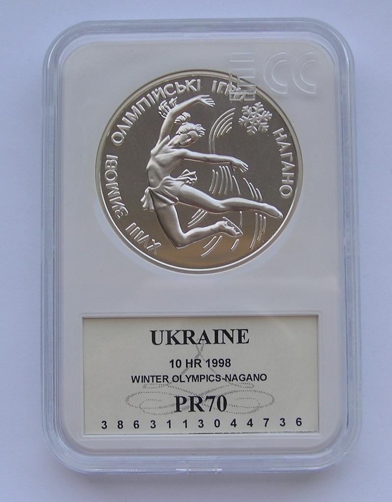 Ukraina 1998r. 10hr - IO Nagano - łyżwy (Ag, PR70)