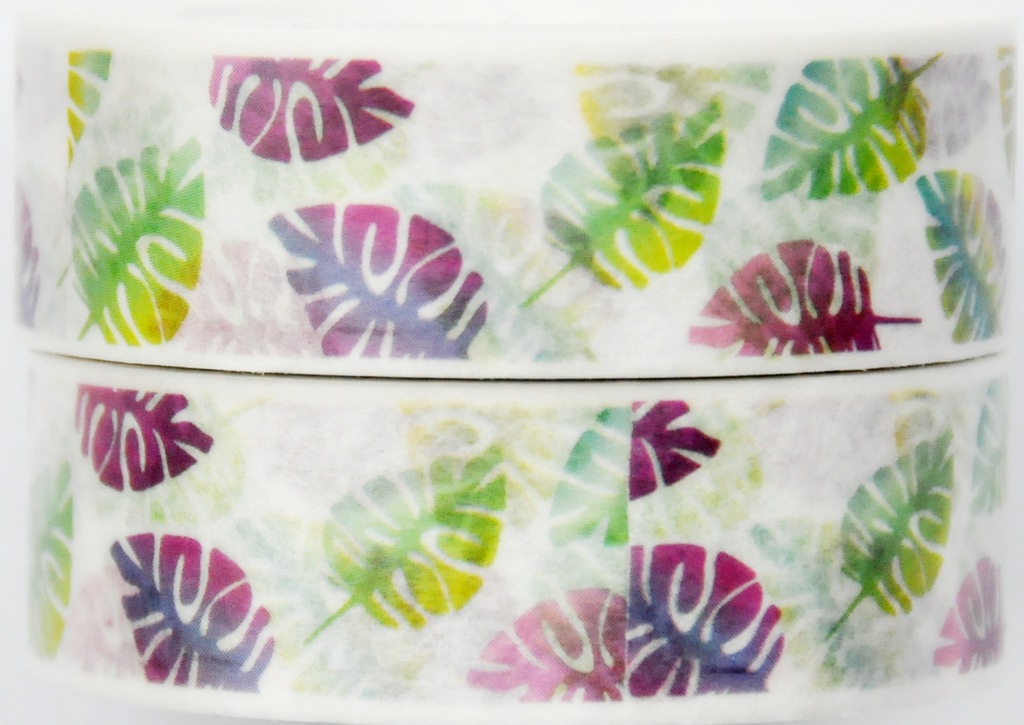TAŚMA DEKORACYJNA WASHI TAPE PAPIEROWA LIŚCIE 10 M