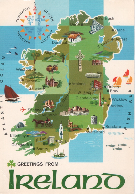IRLANDIA - MAPA WYSPY + ZABYTKI - 1980R