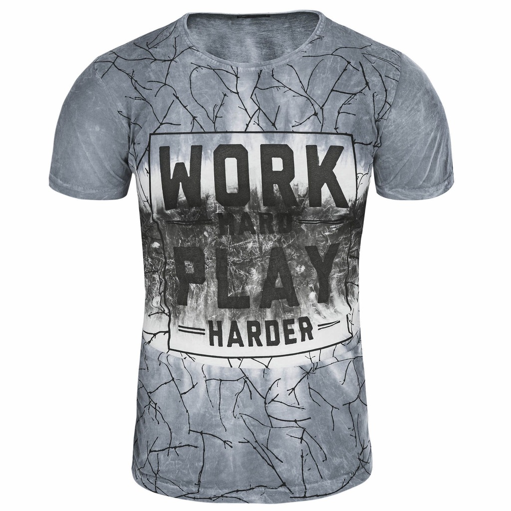 XL - Koszulka męska t-shirt WORK HARD PLAY HARDER - 7391033741 ...