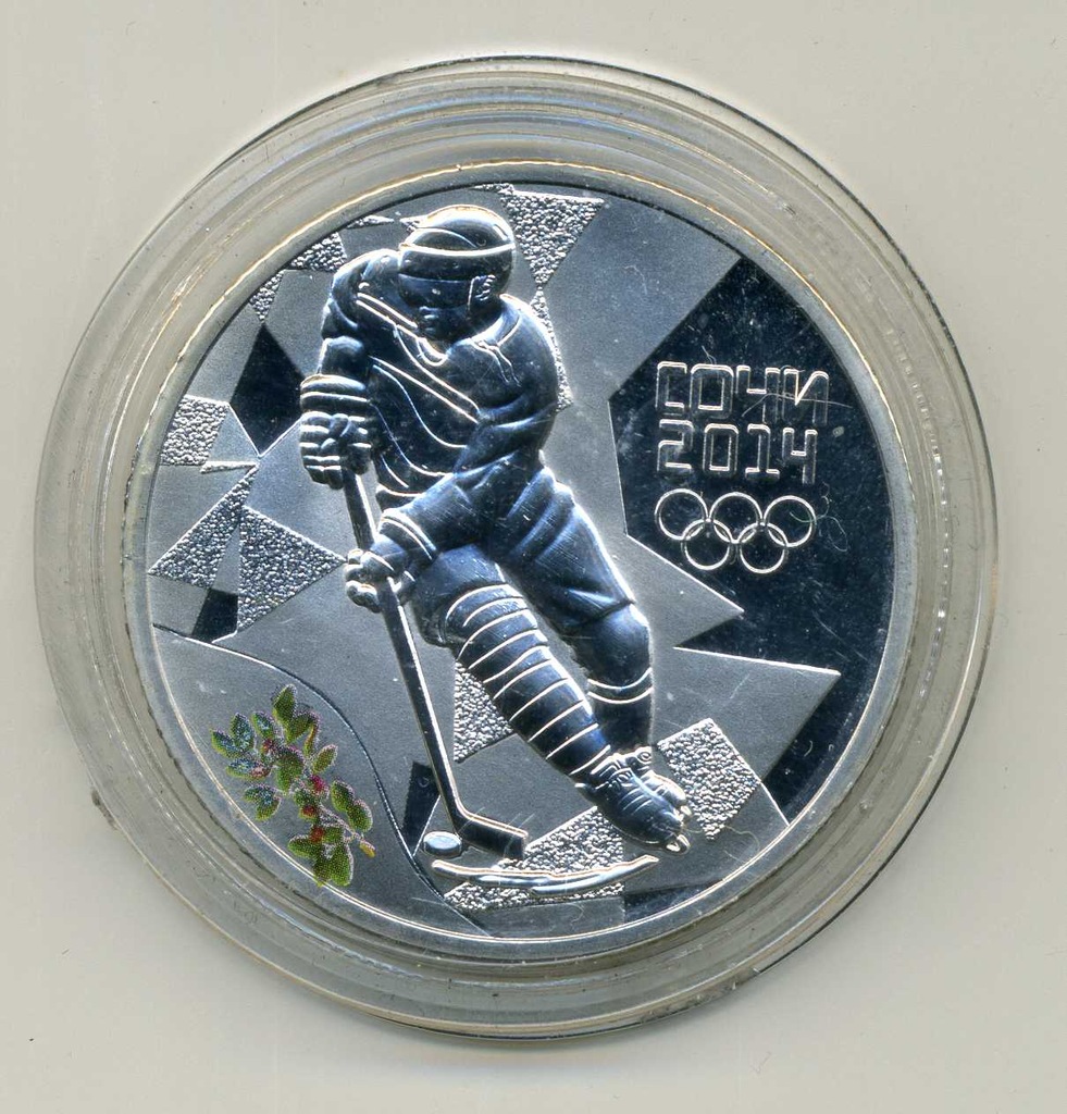 ROSJA OLIMPIADA SOCZI 2014 3 RUBLE HOKEJ SREBRO