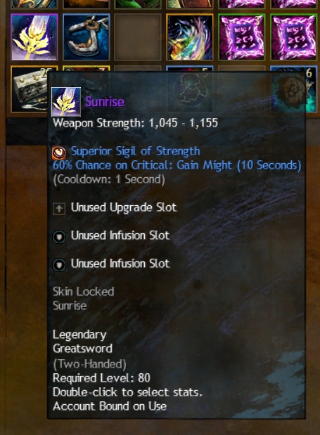 Sunrise gw2 guild wars 2 legendarka