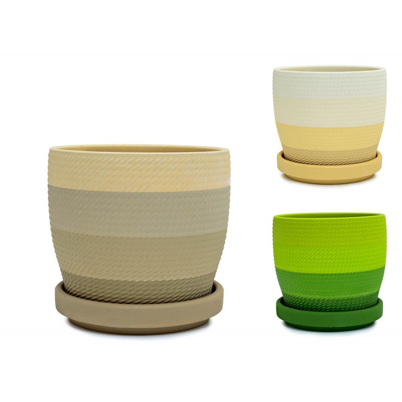 Doniczka z podstawką ceramiczna 17 cm