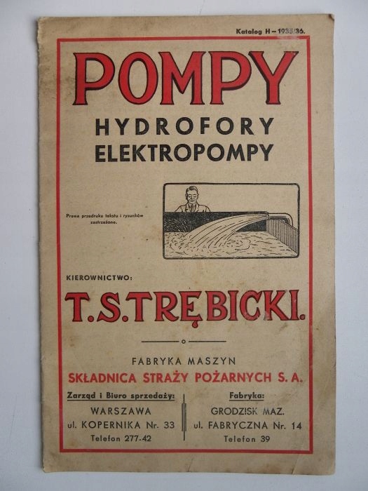 Pompy hydrofory Warszawa stary katalog pożarnictwo