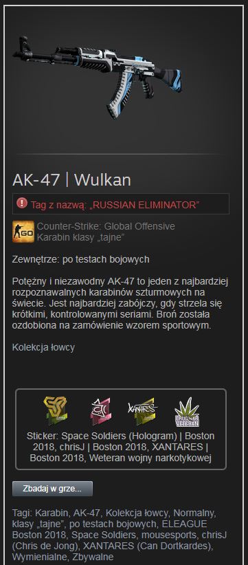 CS:GO AK-47 WULKAN - FT - Stickery/Nametag