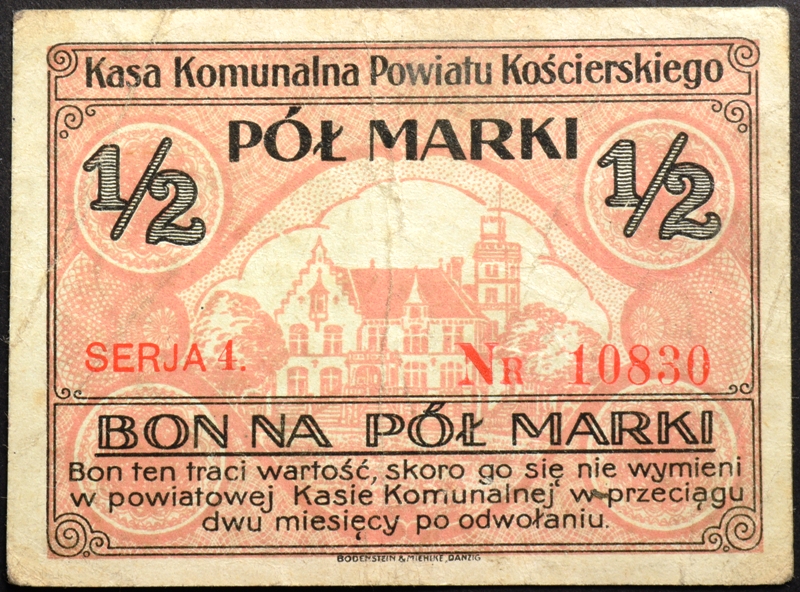 KOŚCIERZYNA KASA KOMUNALNA BON NA 1/2 MARKI