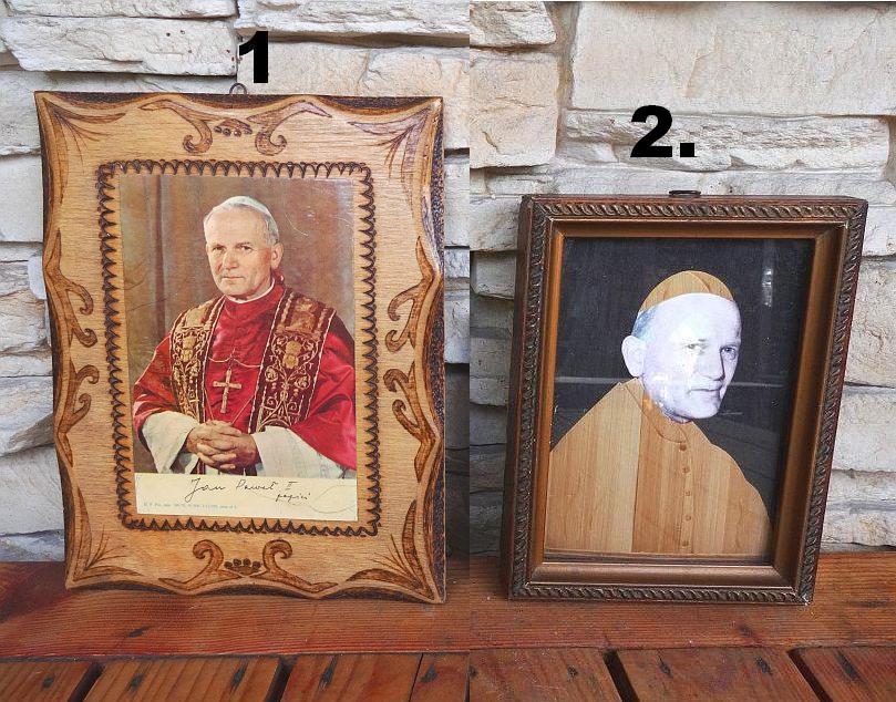 Stare drewniane obrazki papież Jan Paweł II