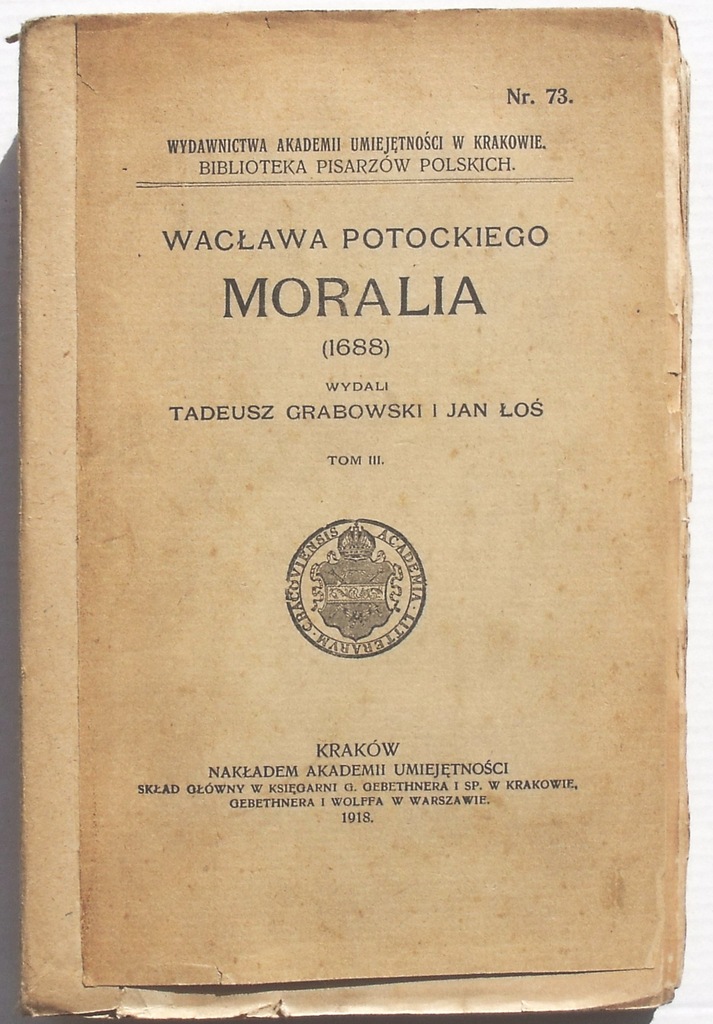 MORALIA Wacław Potocki 1918