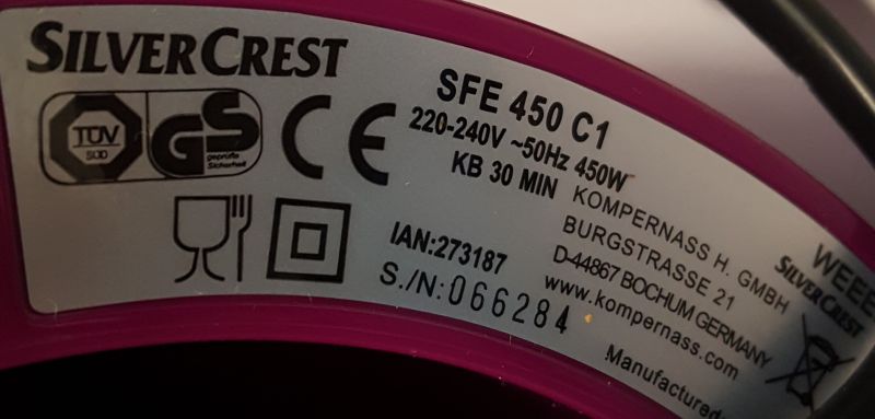 SOKOWIRÓWKA SILVERCREST SFE 450 C1 7378997173 oficjalne SOKOWIRÓWKA SILVERCREST SFE 450 C1 7378997173 oficjalne