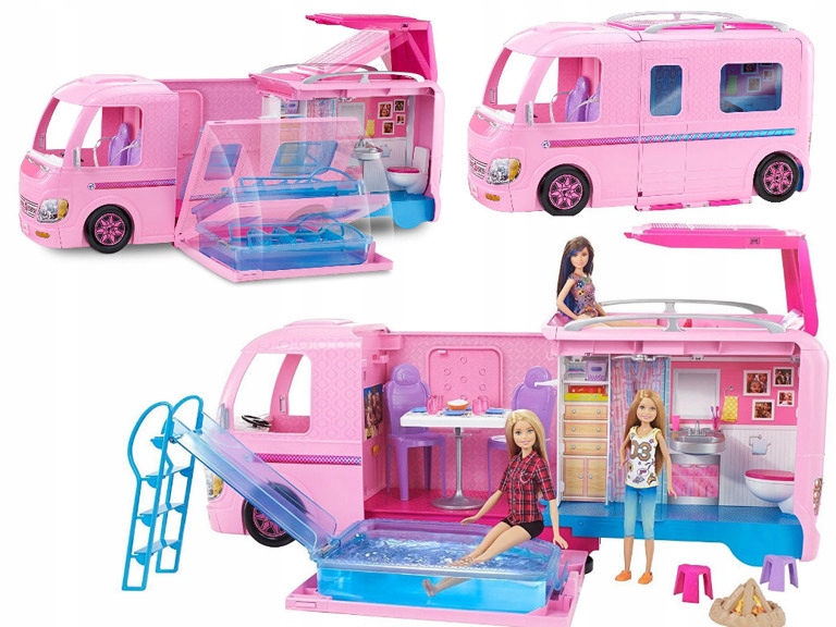 Barbie DuŻy Kamper 60cm Dla Lalek Rozkładany Domek - 7770470630 