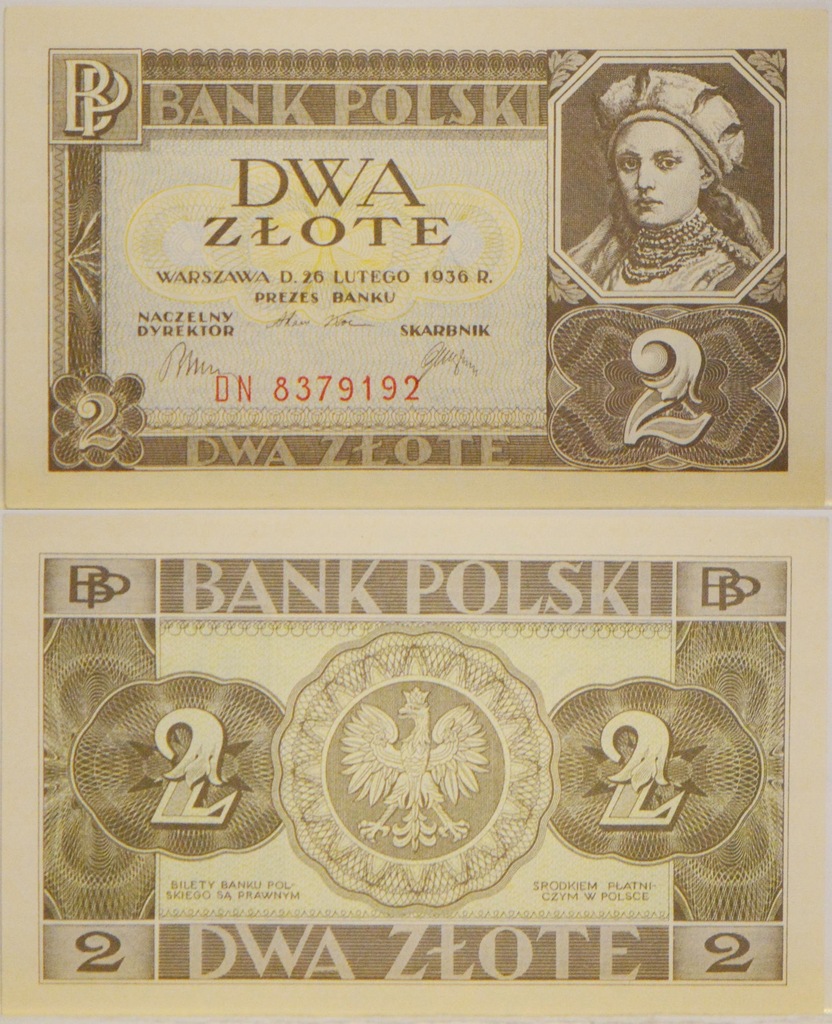 152IA. BANKNOT 2 ZŁ 1936 SERIA:DN UNC GCN 30.10