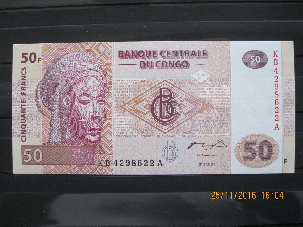 20) . Banknot  Kongo 50 francs  UNC