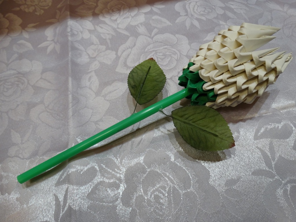 KWIAT TULIPAN origami modułowe 3D prezent kremowy
