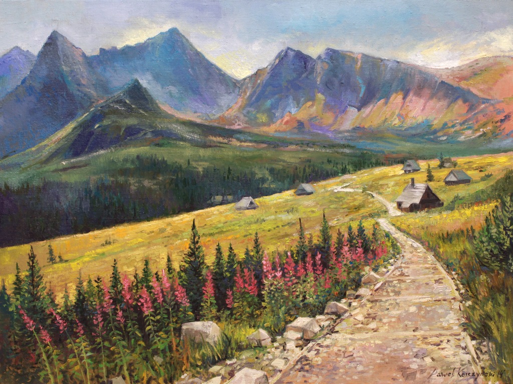 Obraz Olejny TATRY Góry Pejzaż- Dolina Gąsienicowa