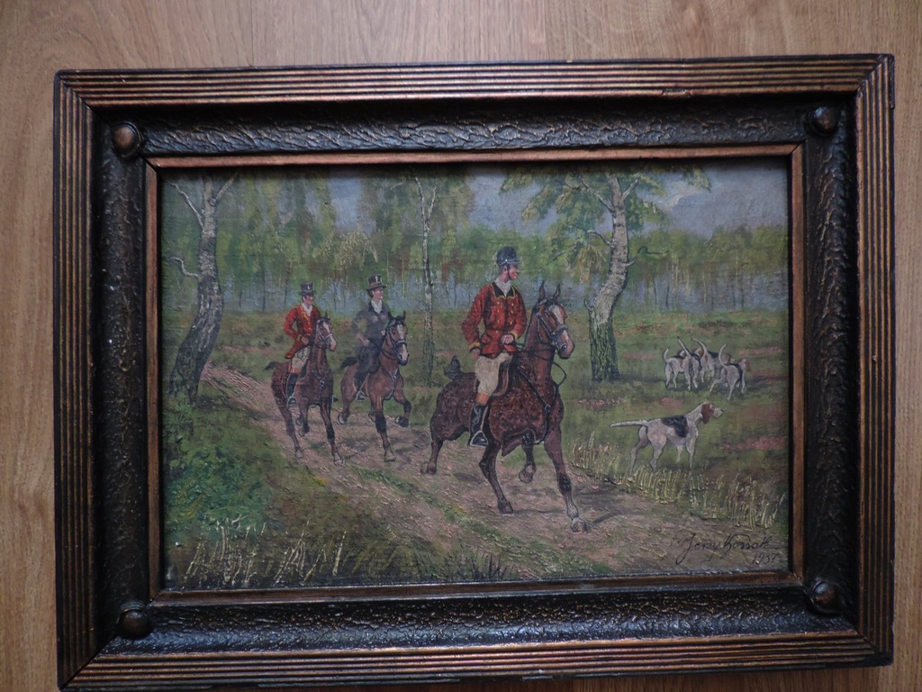 Psy złapały trop - podpis Jerzy Kossak 1937 r