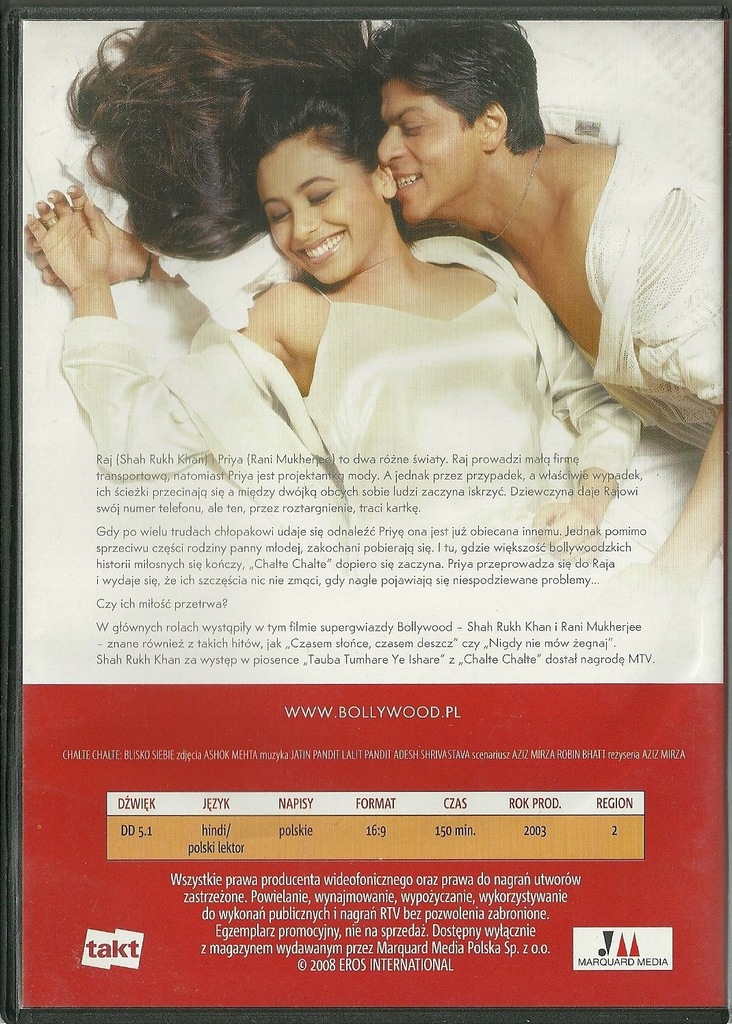 Chalte Chalte BLISKO SIEBIE FILM DVD BOLLYWOOD