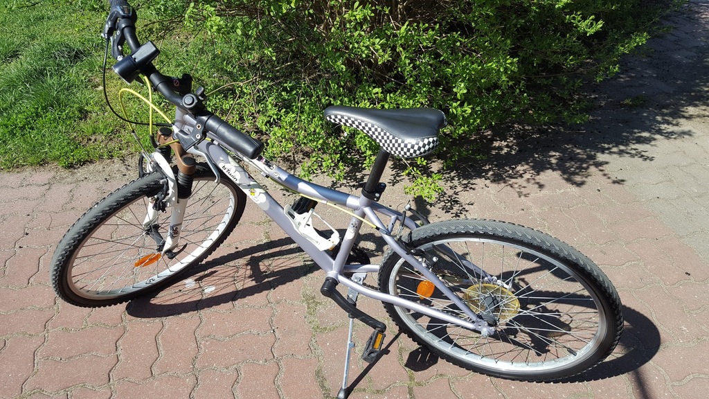 Rower BTwin Decathlon 24 cale, fioletowy bdb 7380661987 oficjalne