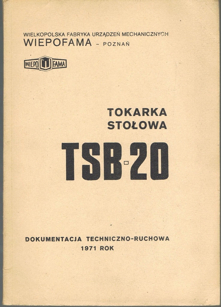 TOKARKA STOŁOWA TSB-20 DTR WIEPOFAMA