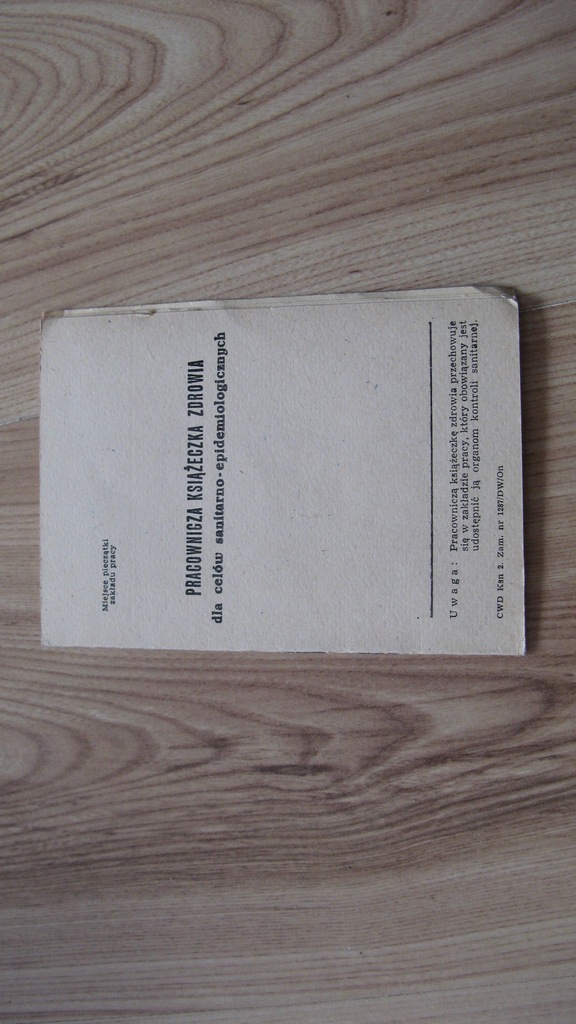 stara pracownicza książeczka zdrowia 1970 rok