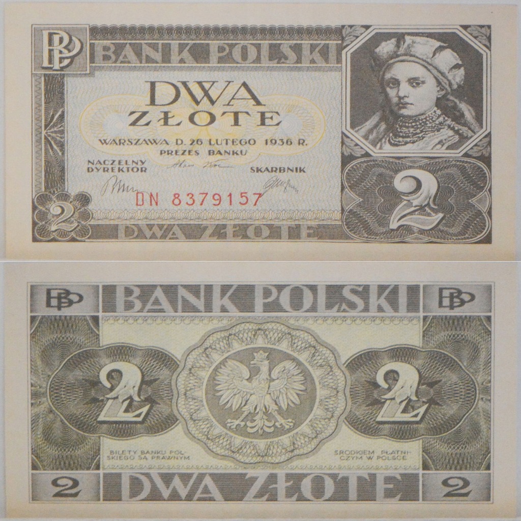 197IA. BANKNOT 2 ZŁ 1936 SERIA:DN UNC GCN 31.10