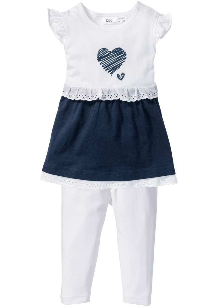 SUKIENKA DZIECIĘCA +LEGGINSY 80/86 BIAŁA DM476