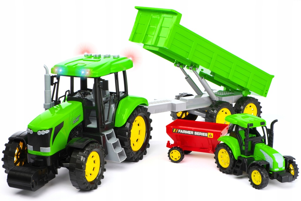 2 TRAKTORY Z PRZYCZEPAMI ŚWIATŁO NAPĘD TRAKTOR