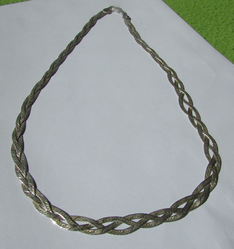 łańcuszek warkocz taśma pleciona srebro 40cm 10gr