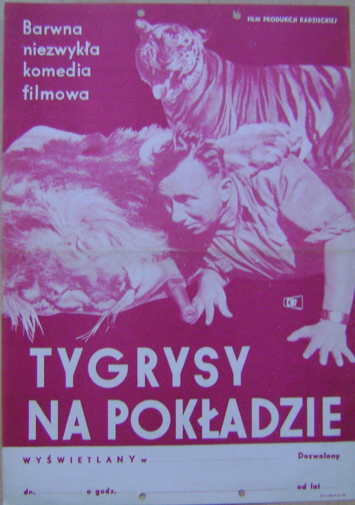 TYGRYSY NA POKŁADZIE -FILM RADZIECKI PLAKAT 1960