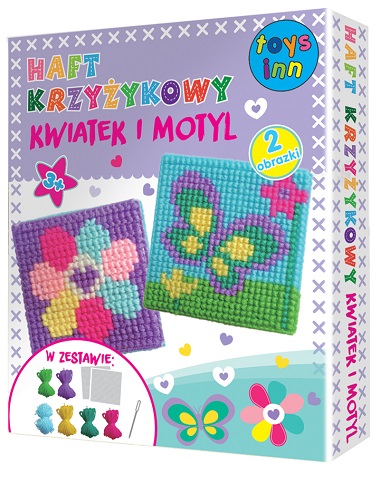 Zestaw do wyszywania motyl i kwiatek haft krzyżyk