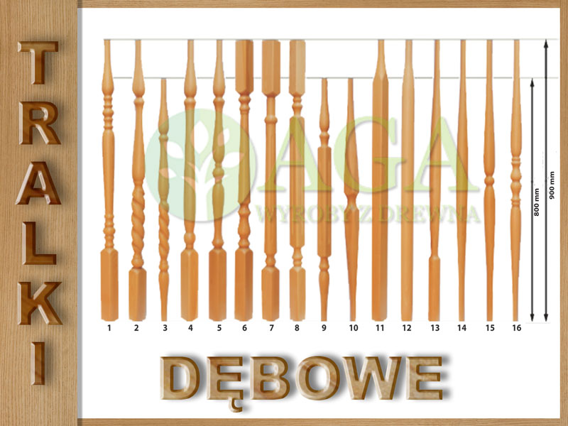 TRALKA DĘBOWA BALUSTRADA PORĘCZE SCHODY DĄB TRALKI