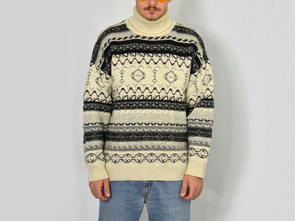 Wełniany sweter męski GOLF Vintage nordycki wzór