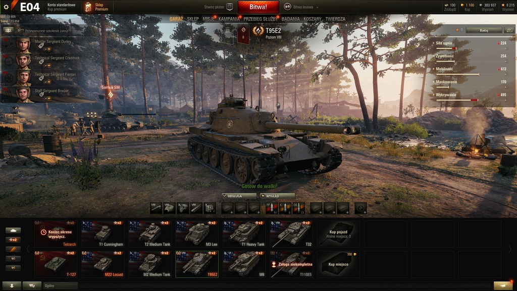 Konto 04 World of tanks WOT T110E5 T95E2 1100 gold