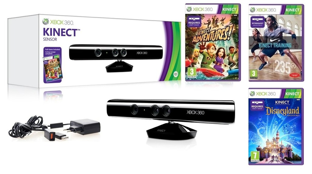SENSOR KINECT Xbox 360 +ZESTAW GIER ! 100% NOWE