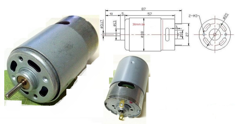 SILNIK ELEKTRYCZNY 12V kl. 550 10000 RPM łódka zan