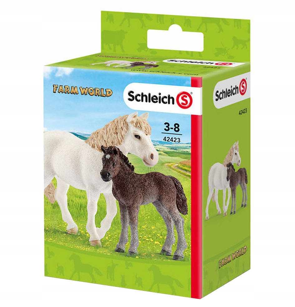 SCHLEICH 42423 KUCYKI KLACZ+ŹREBIĘ FIGURKI