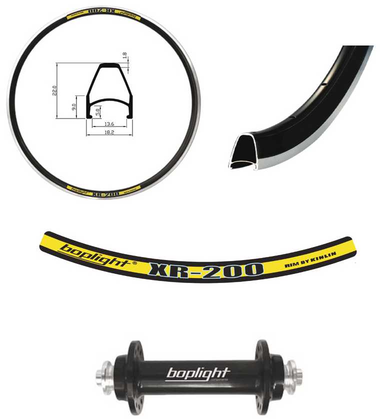 Obręcz BOPLIGHT Kinli XR200 28H + Piasta Boplight