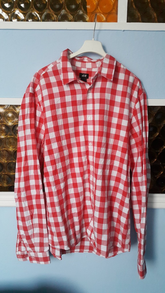 Koszula H&M w kratę biało-czerwona L.