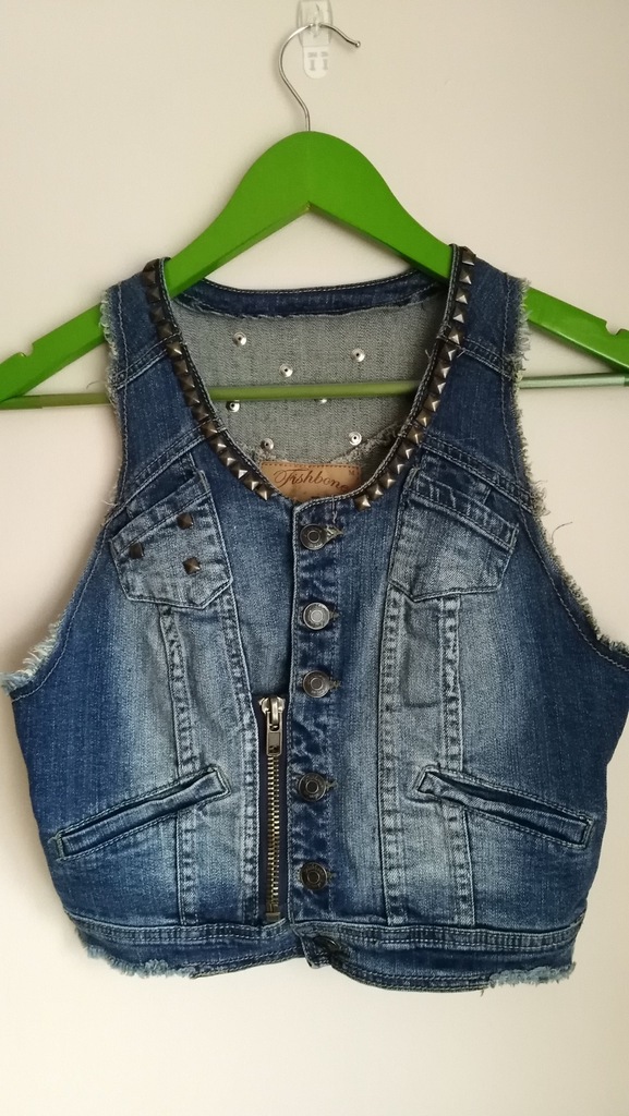FISHBONE NEW YORKER kamizelka jeans z ćwiekami 38