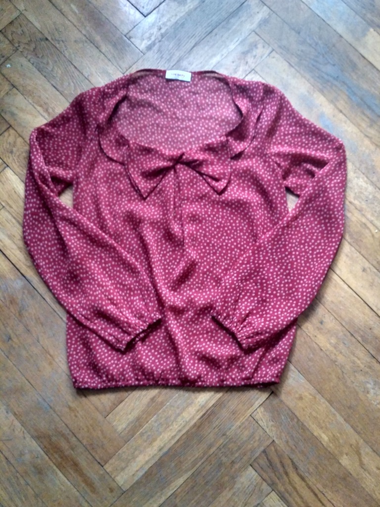 Orsay bluzka czerwona z kokardką w groszki r.36