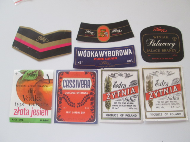 ZESTAW ETYKIETY WÓDKA POLMOS BIAŁYSTOK