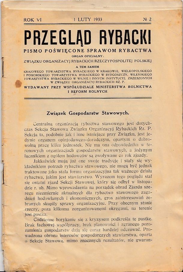 Przegląd rybacki 2 ryby rybactwo rybołówstwo 1933r