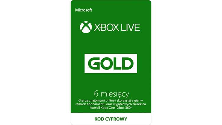 XBOX LIVE GOLD 6 MIESIĘCY ORYGINAŁ