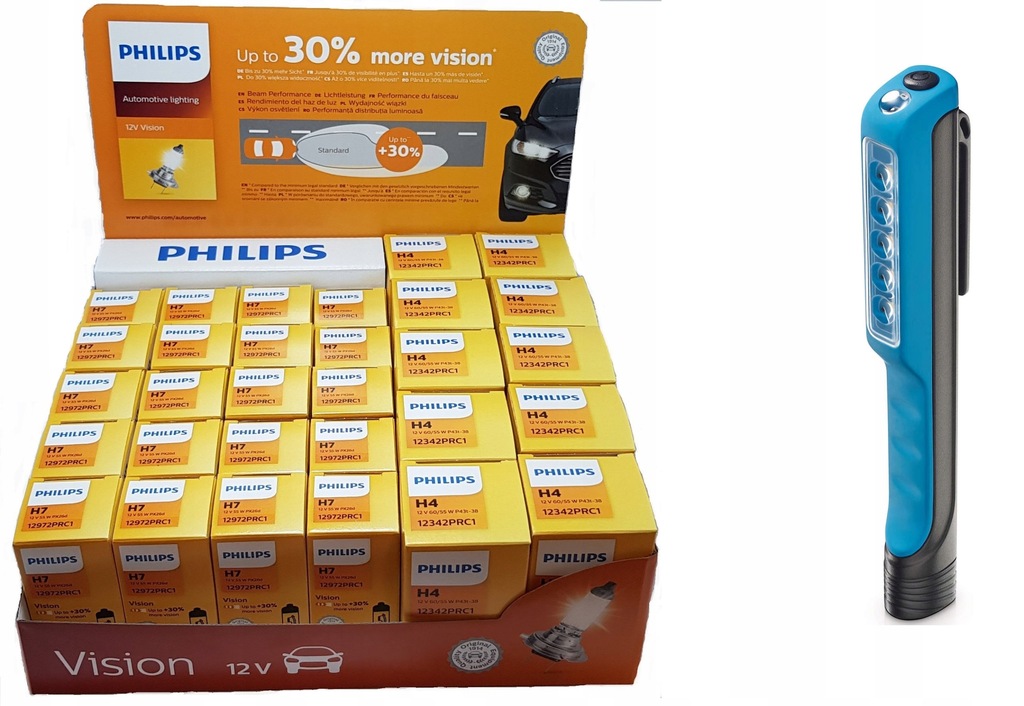 PHILIPS 10x H4 + 20x H7 PREMIUM / VISION + GRATIS